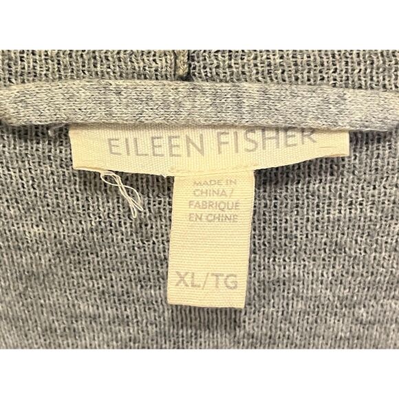 Eileen Fisher Black Gray Long Duster Open Front Wool Cardigan  Women's Size XL - Picture 4 of 12